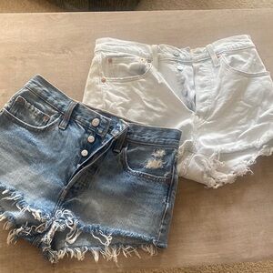 (2 for 1 Deal) Levi’s Stylish Denim and White Frayed Women Shorts